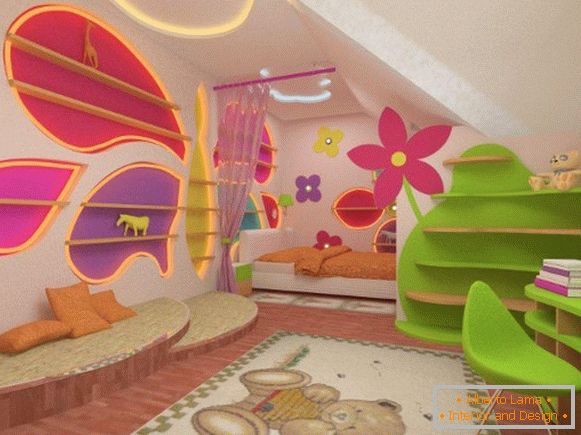 інтер'єр дитячої мансардного кімнати, фото 61