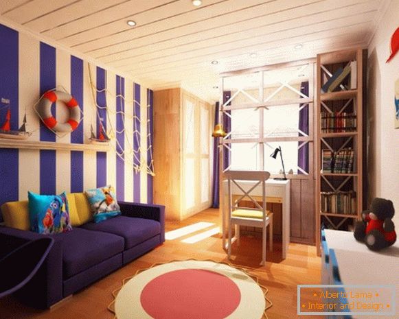 інтер'єр дитячої спальні на морскую тематику