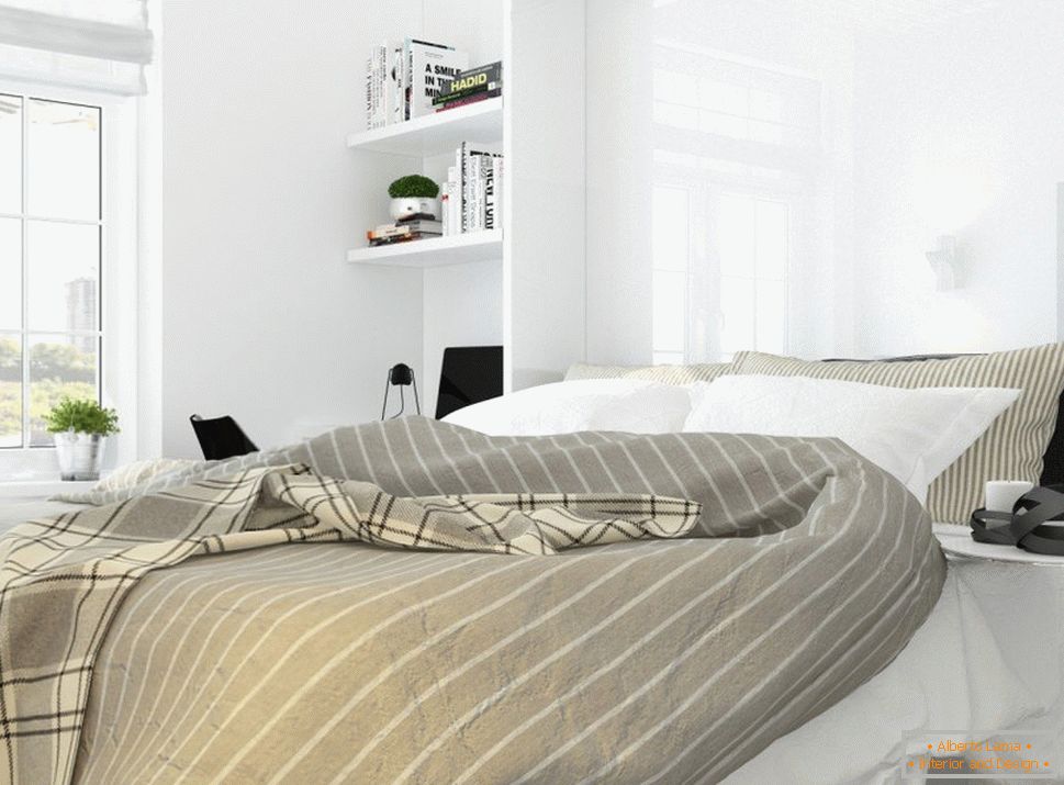 Дизайн інтер'єру спальні в стилі білий мінімалізм