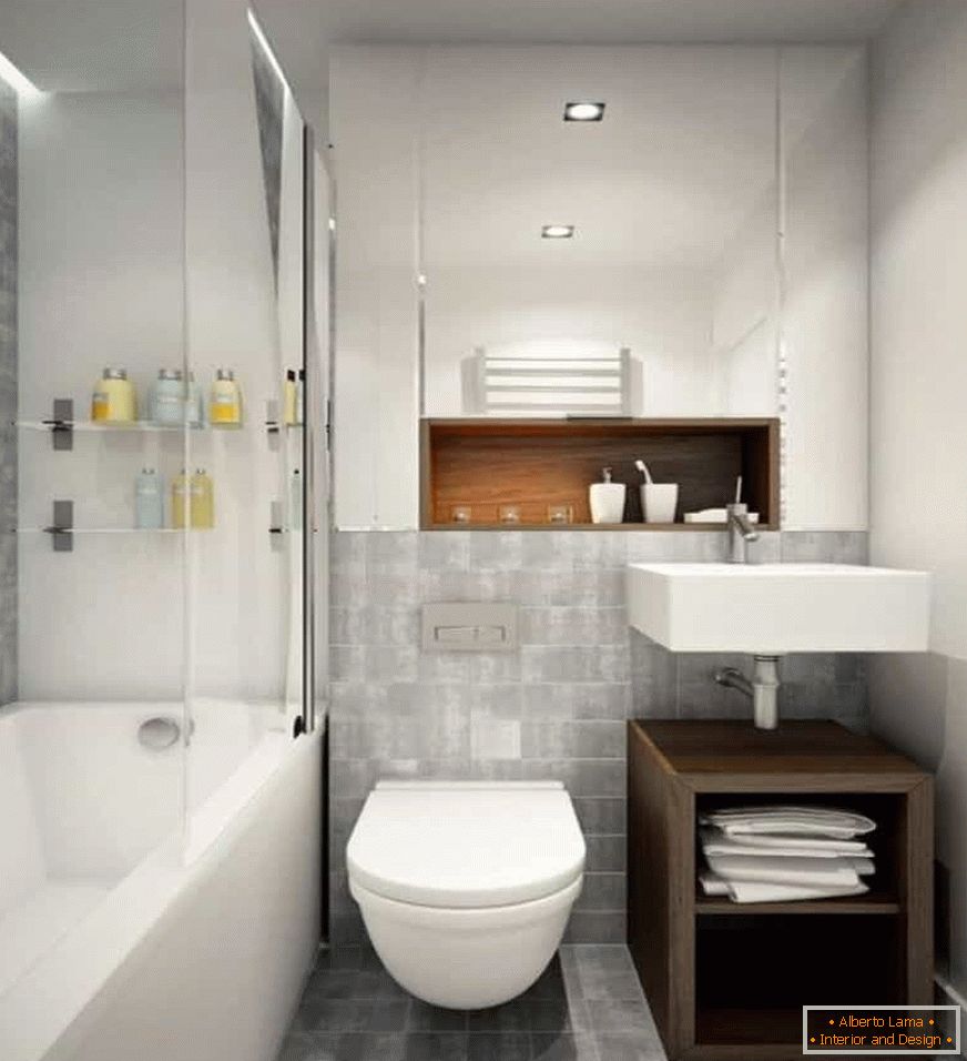 Дизайн маленької ванної комнаты совмещенной с туалетом