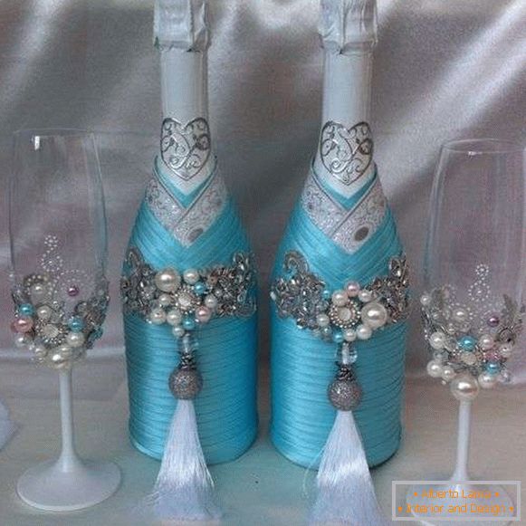 Декорування пляшки шампанського своїми руками - фото