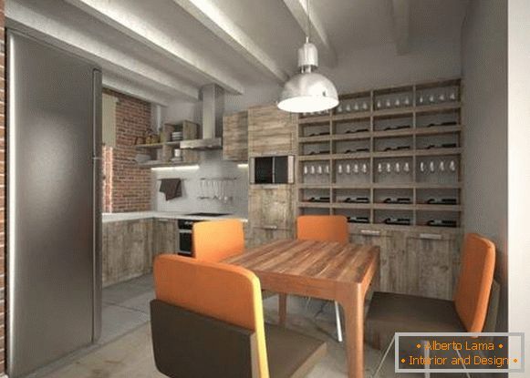 Інтер'єр двокімнатної квартири в стилі лофт - фото дизайну