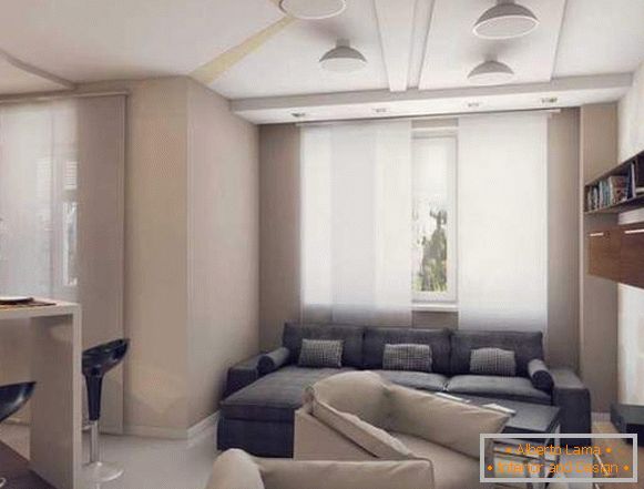 Дизайн двокімнатної квартири з поєднаною кухнею вітальні