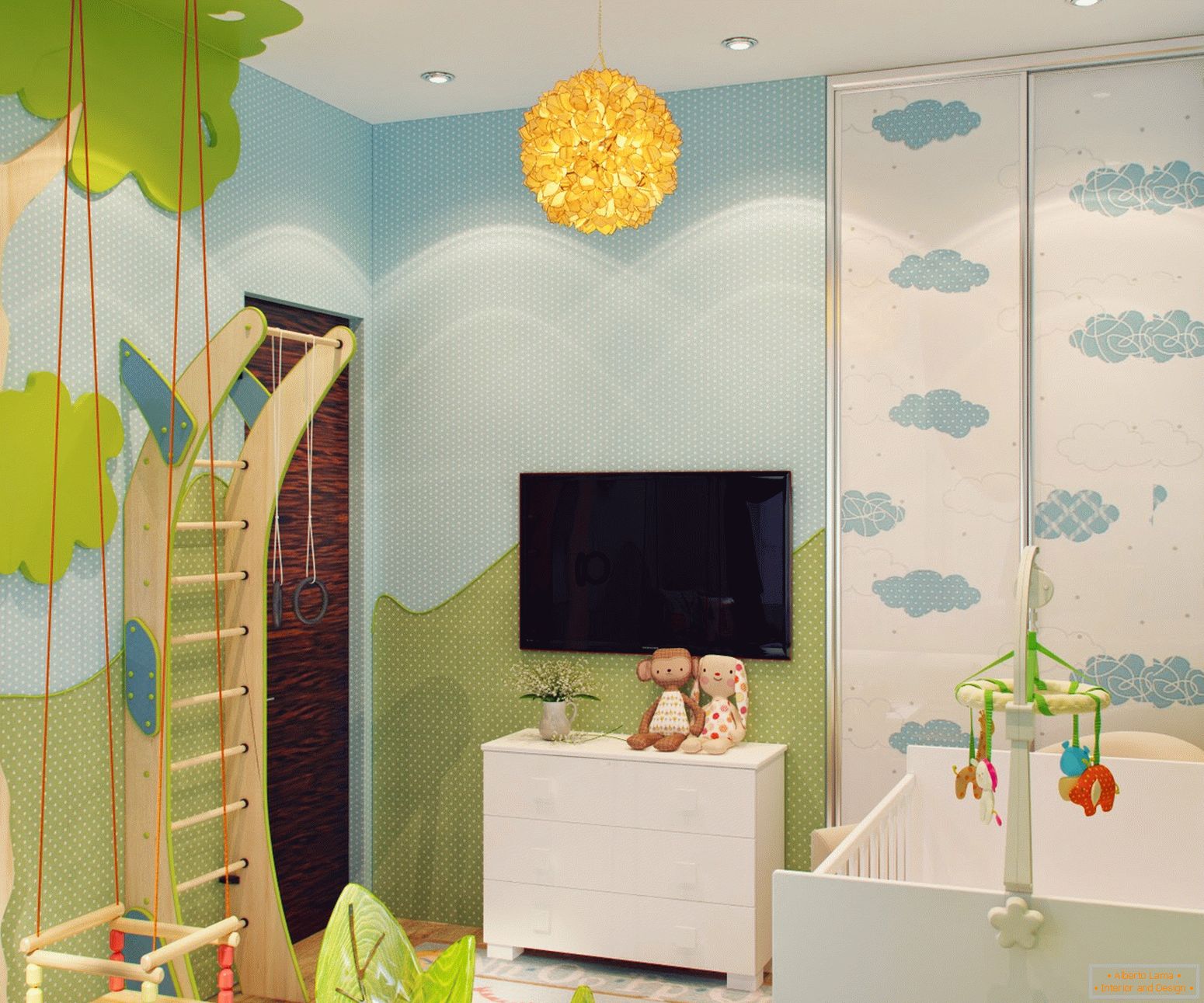 Гарний дизайн маленької дитячої кімнати