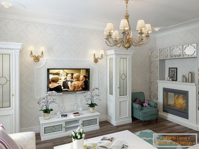 Приклад дизайну інтер'єру маленької вітальні на фото