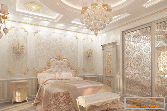 Інтер'єр спальні з ліпним декором в стилі luxury