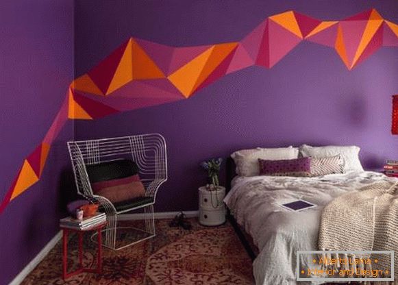 Ідеї ​​фарбування стін в квартирі в фіолетовий колір