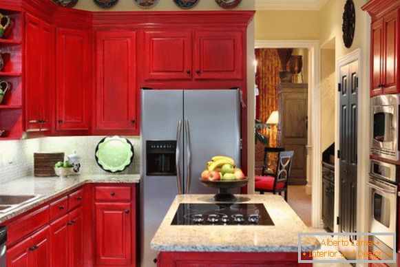 Красная кухня фото 10