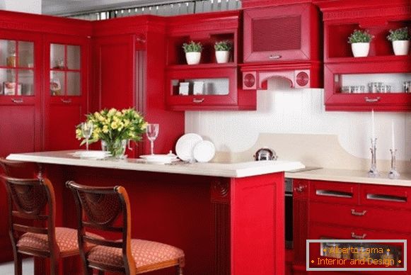 Красная кухня фото 11