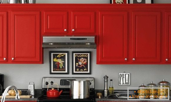 Червоно сіра кухня фото 36