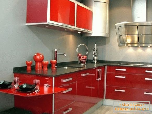 Червоно сіра кухня фото 40