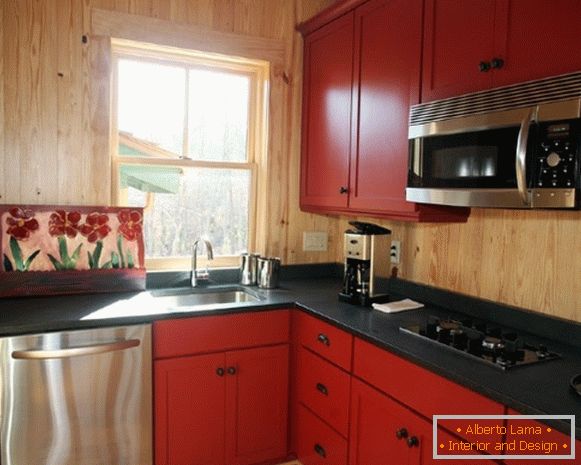 Красная кухня фото 8