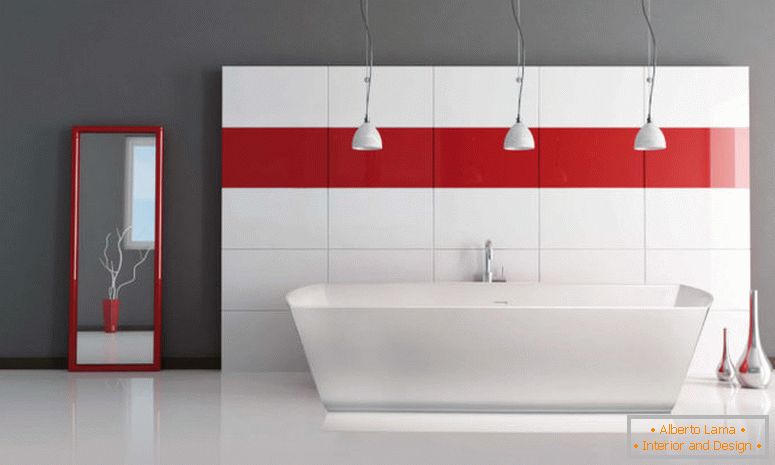 натхнення-ванна-чарівна-потрійна-індустріальна-підвісна вогні-над-окремо-ванни-так-як-червоні смужки-стіни-decal-як-прикрасити-в-сірий-і-червоний ванної-прикраси- ідеї-привабливо-червона ванна-для