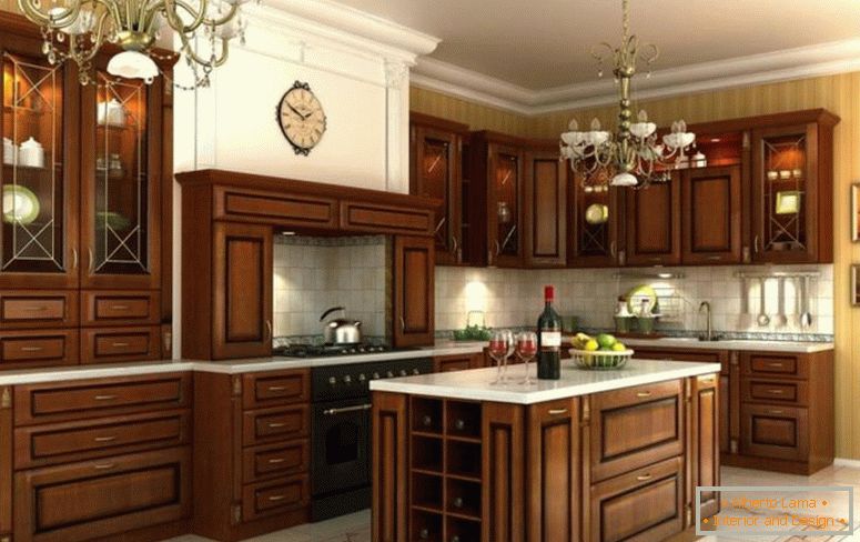 елегантність-дерев'яний гардероб для дизайну кухні білий граніт-столешницю-заглушка освітлення ідея під кабінетом класичний люстра над кухнею острів-по-краєвид-живопис-стіна-jpg