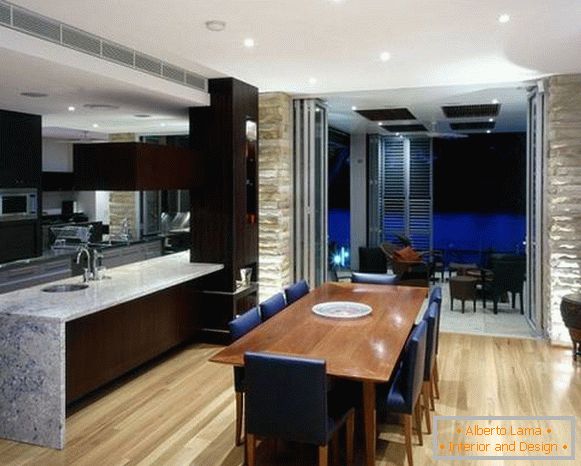 дизайн кухні вітальні в приватному будинку, фото 31