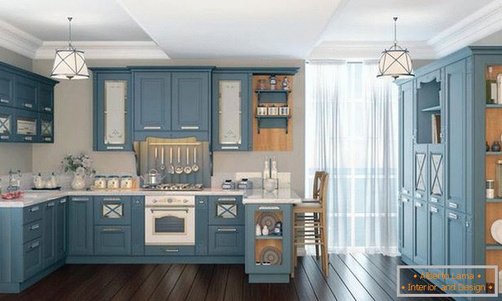 Блакитний кухонний гарнітур