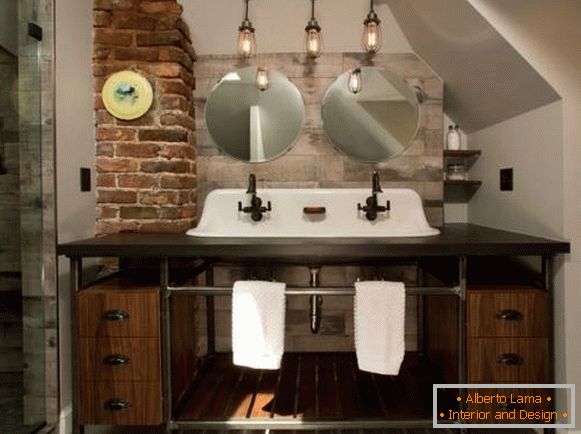 Лампи Едісона в інтер'єрі - фото ванної кімнати