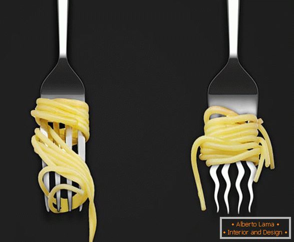 Вилка із зігнутими зубцями для спагетті