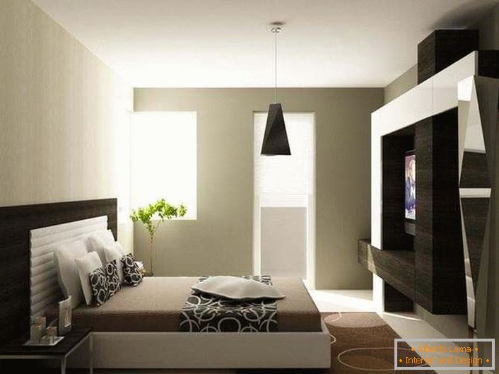 Спальня в хай-тек стилі теж може бути затишної і по-сімейному теплій, головне, правильно підібрати колірну гамму.