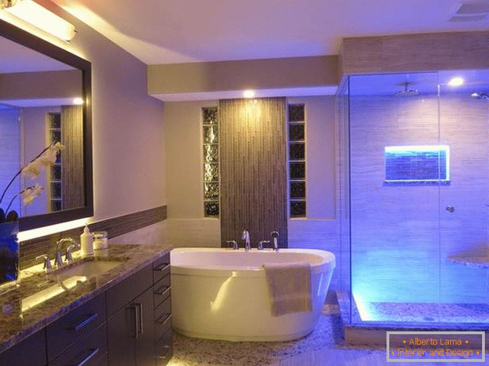 Стиль хай-тек визнаний одним з найбільш вдалих стилів, використовуваних для оформлення ванної кімнати. 