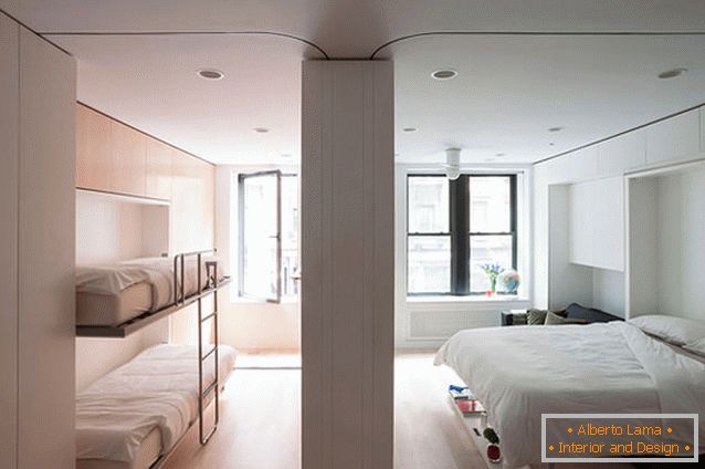 Спальня та дитяча багатофункціональної квартири-трансформера в Нью-Йорку
