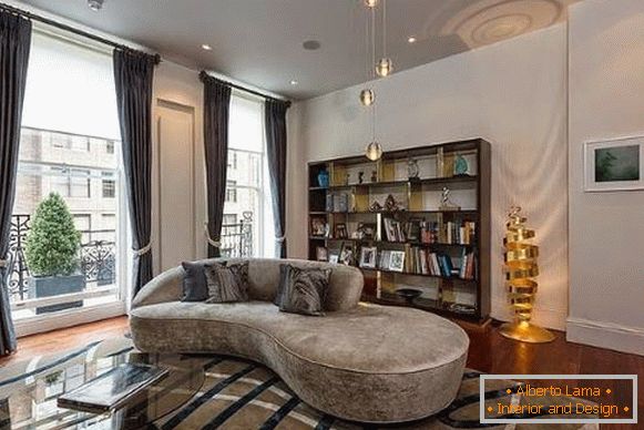 Красиві дивани у вітальню - фото з оксамитовою оббивкою