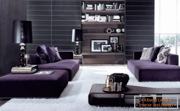 Фіолетова меблі в вітальні