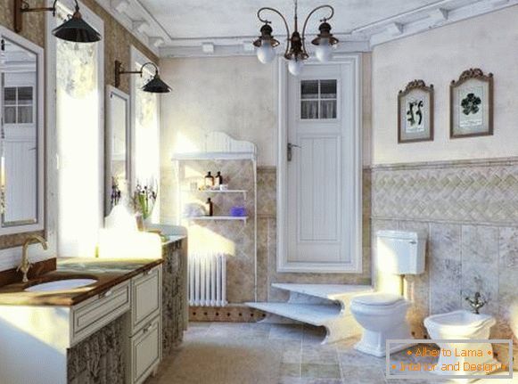 Традиційний стиль прованс у ванній - фото ванній в приватному будинку