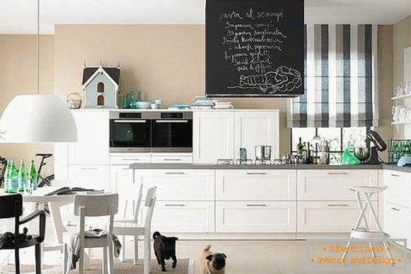 Дизайн інтер'єру кухні в приватному будинку - фото в чорно білому кольорі