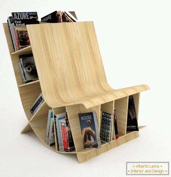 Дерев'яний стілець-книжкову шафу від студії Fishbol Design Atelier