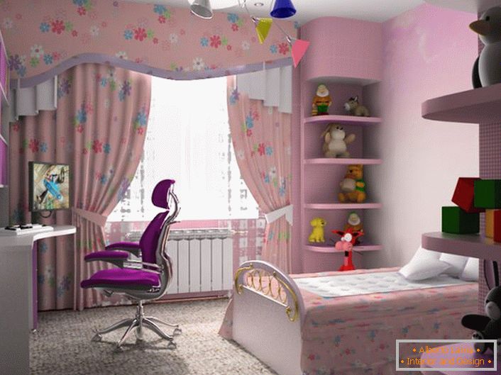 Функціональна кімната хай-тек для юної леді в рожевий тонах.