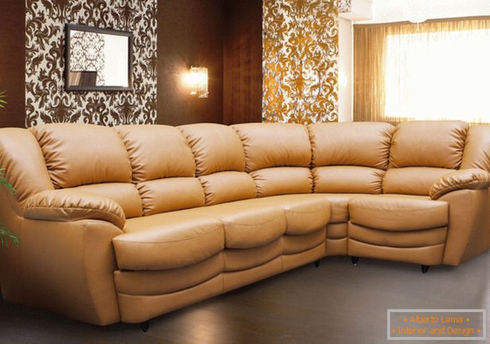 Витончений складовою модульний диван для витонченої вітальні. Колір затишного куточка-колір оббивки розкішних кадилаків преміум класу.