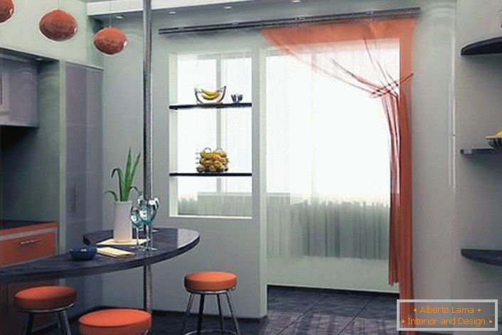 Приглушений оранжевий гармонує з сірим, від чого кімната візуально здається просторішою.
