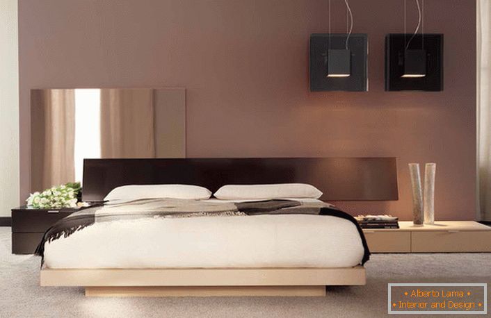 Мінімалістичний дизайн з нотками японського колориту в спальні звичайної французької квартири. 