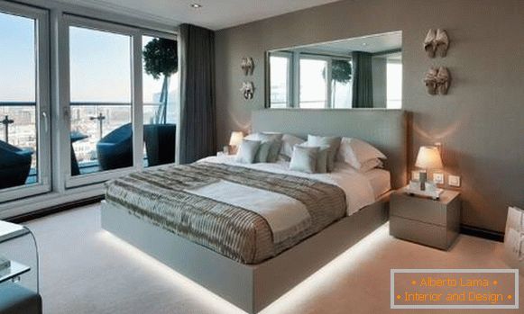 Дизайн спальні з ліжком з Led підсвічуванням