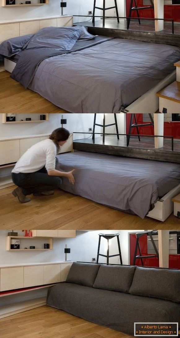 Потайна ліжко з висувним механізмом