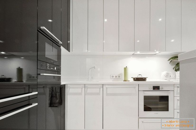 Інтер'єр кухні в чорно-білому кольорі
