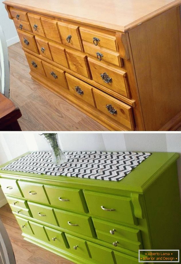 Фарбування меблів в зелений колір