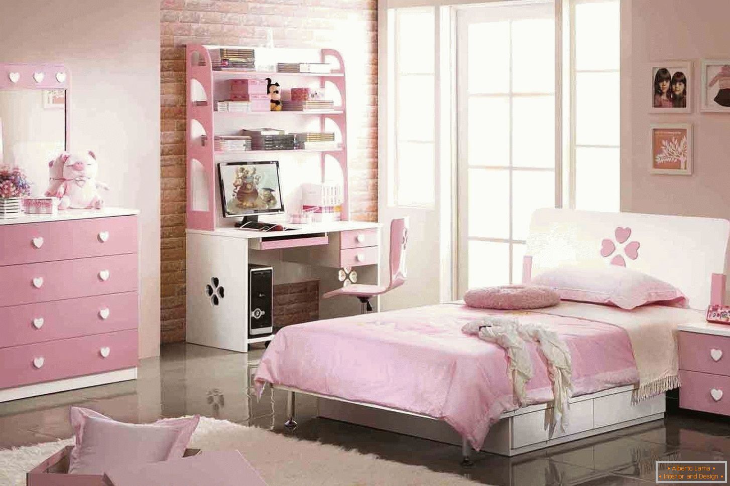Дизайн спальні для підлітка в рожевому кольорі