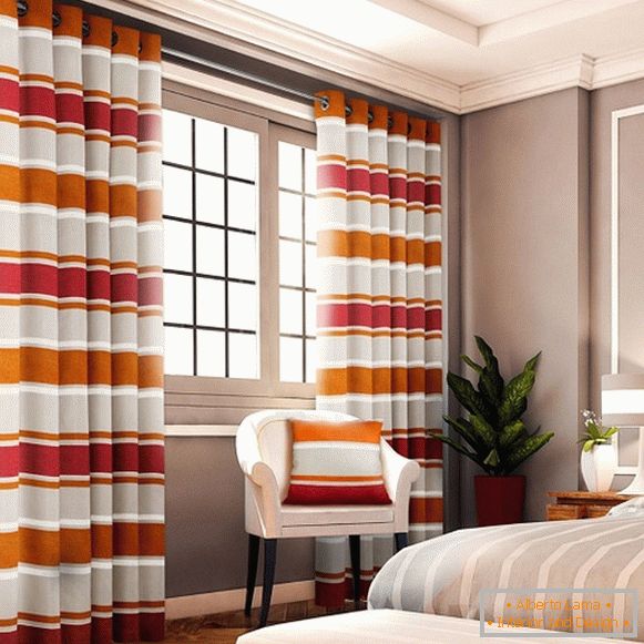 Пошив штор на люверсах - дизайн для спальни