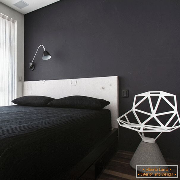Дизайн маленької спальні в чорному кольорі