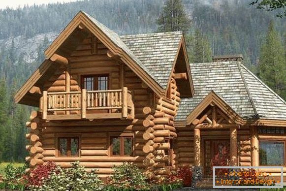 дизайн дерев'яного будинку з бруса зовні - фото двоповерхового приватного будинку