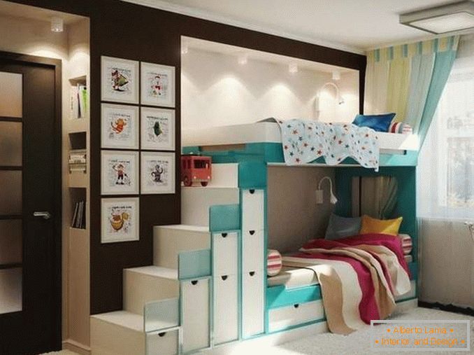 Дизайн двокімнатної квартири для сім'ї з двома дітьми - фото інтер'єру дитячої