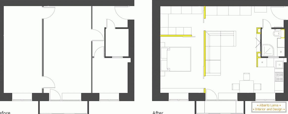 Сучасний дизайн інтер'єру маленької квартири