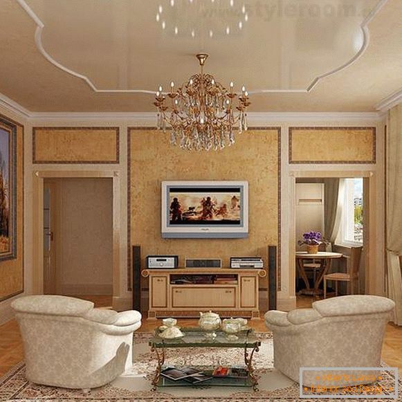 Шикарний класичний стилі в інтер'єрі вітальні квартири
