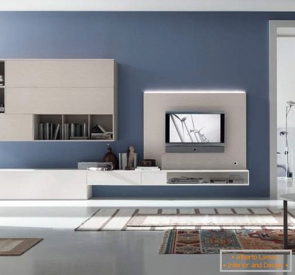 Дизайн залу в квартирі в сучасному стилі хай тек і білими меблями