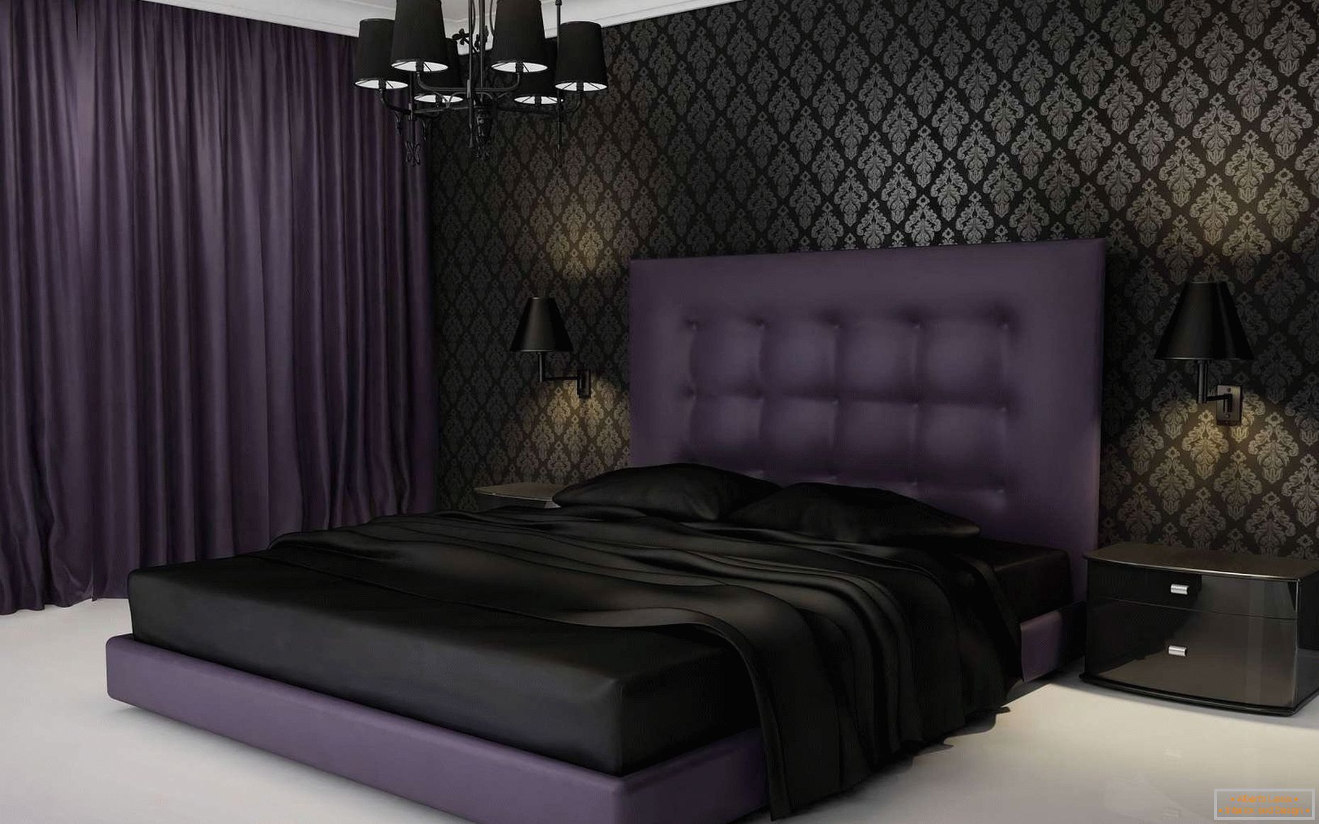 Дизайн спальні в темних тонах