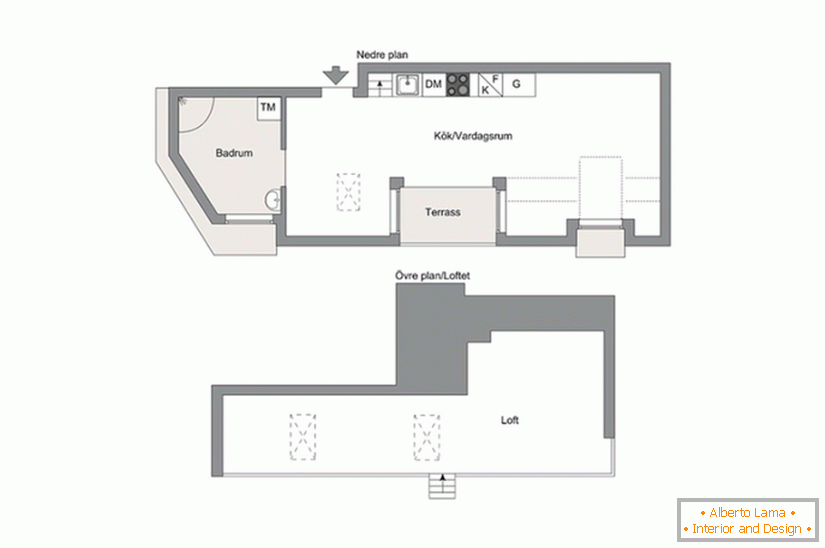 Однокімнатна квартира в двох рівнях з лоджією