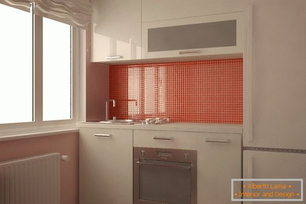 Кухня в білому кольорі з помаранчевими акцентами