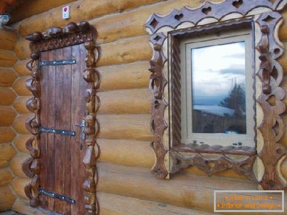 дерев'яні вхідні двері в баню, фото 29